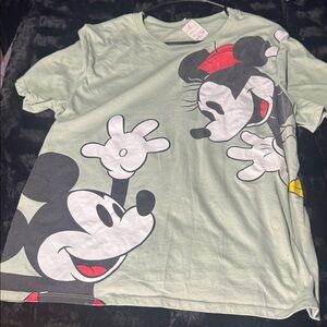 Disney Light Green Mickey and Minnie Tee